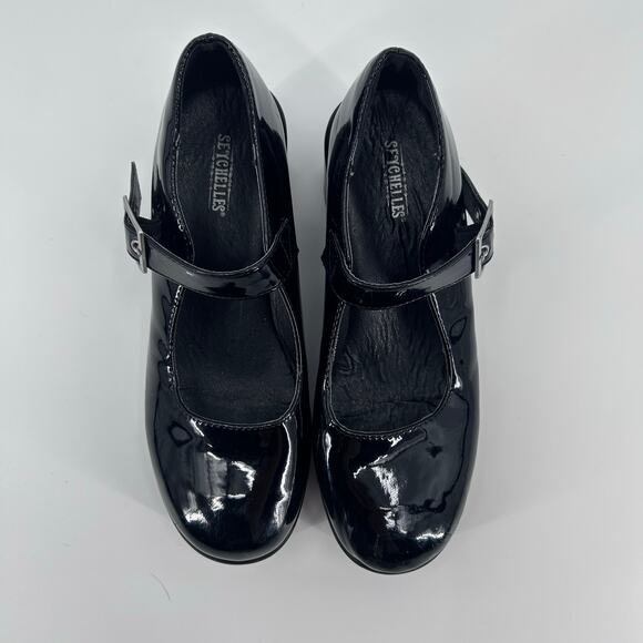 Seychelles Mary Black Patent Shoes Chunky Heel Lug Sole Platform Womens Size 6 - Picture 8 of 12